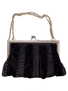 Classic Black Evening Clutch with Gold Chain